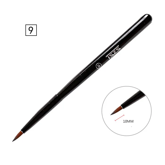 TSZS factory price 13pcs long handle black nail shading pen painting brush acrylic gradient nail brush for UV gel