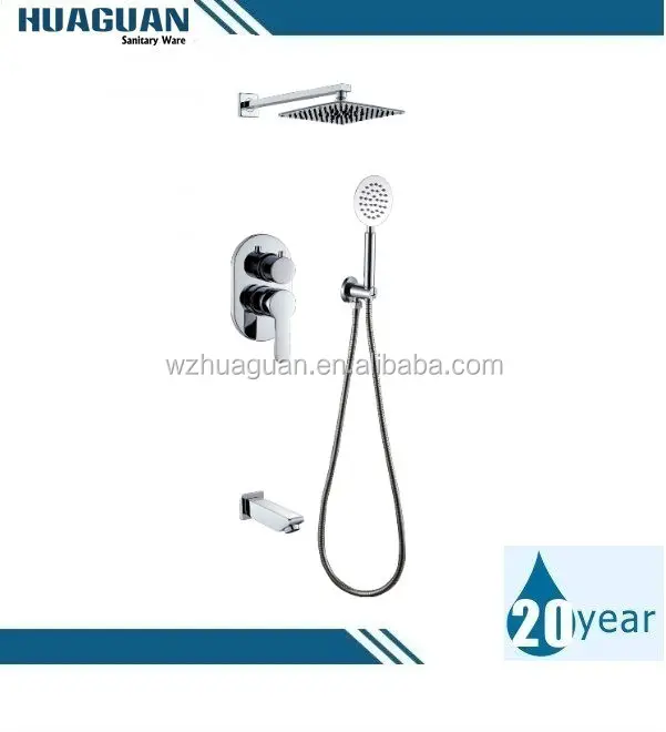 Contemporary Concealed Shower Faucet with 8" Brass Shower Head and Brass Hand Shower