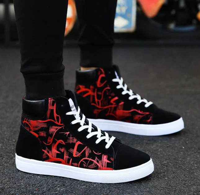 UP-0071J Fashion casual canvas shoes high neck men shoes sneakers for winter autumn