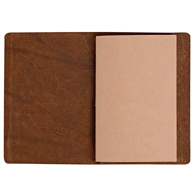 Pocket Travelers Notebook Refillable Leather Travel Journal for Men Notebook Cover for Field Notes