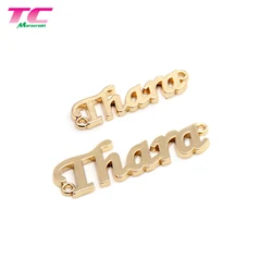 Hollow Design Shiny Gold Metal Letter Name Logo Label For Abaya
