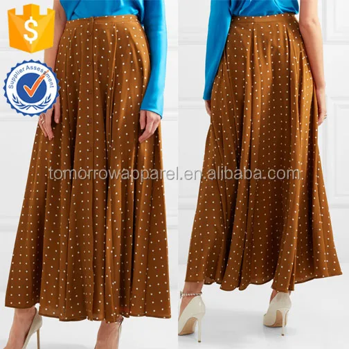 
New Fashion Polka-dot Washed-silk Maxi Skirt DEM/DOM Manufacture Wholesale Fashion Women Apparel (TA5103S) 