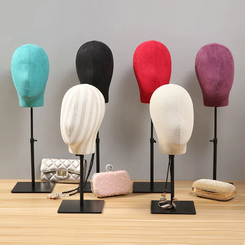 XINJI Metal Base Cloth Wrapped Fabric Mannequin Heads Model Head For Hat