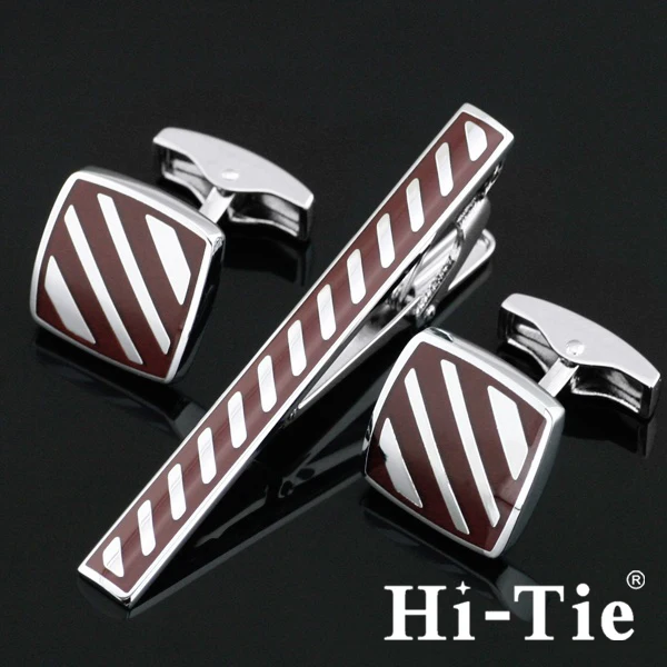 Hi-Tie TZ 0030 Collar Tie Pin , Tie Bar Antique , Red Cufflinks