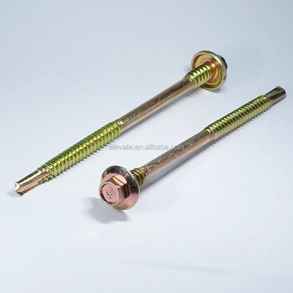 Indented Hex Washer Head 5/16 AF Double Thread (BSD/CSD) Thread No.5 Point Bonded Washer Sandwich Panel Self Drilling Screw