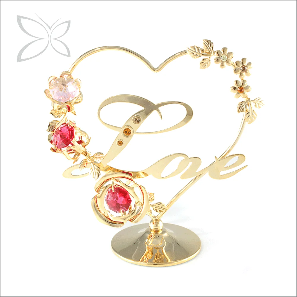 Особый металлический сердец Crystocraft с золотым покрытием, украшенный кристаллами бриллиантовой огранки, подарок на свадьбу