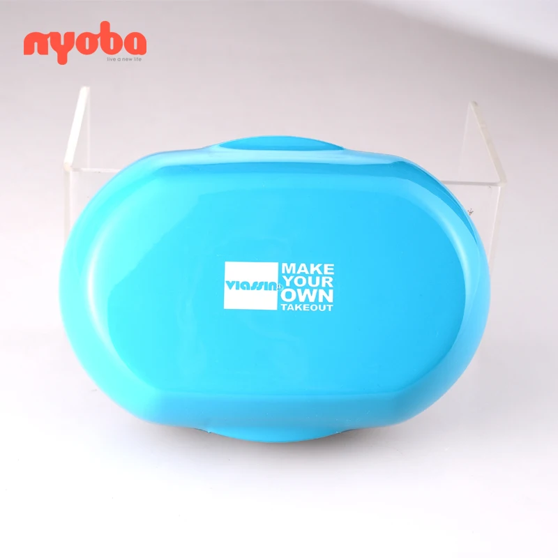 2019 wholesale BPA free leak-proof 2 layers divide compartment pure color plastic with plate spoon portable student lunch box