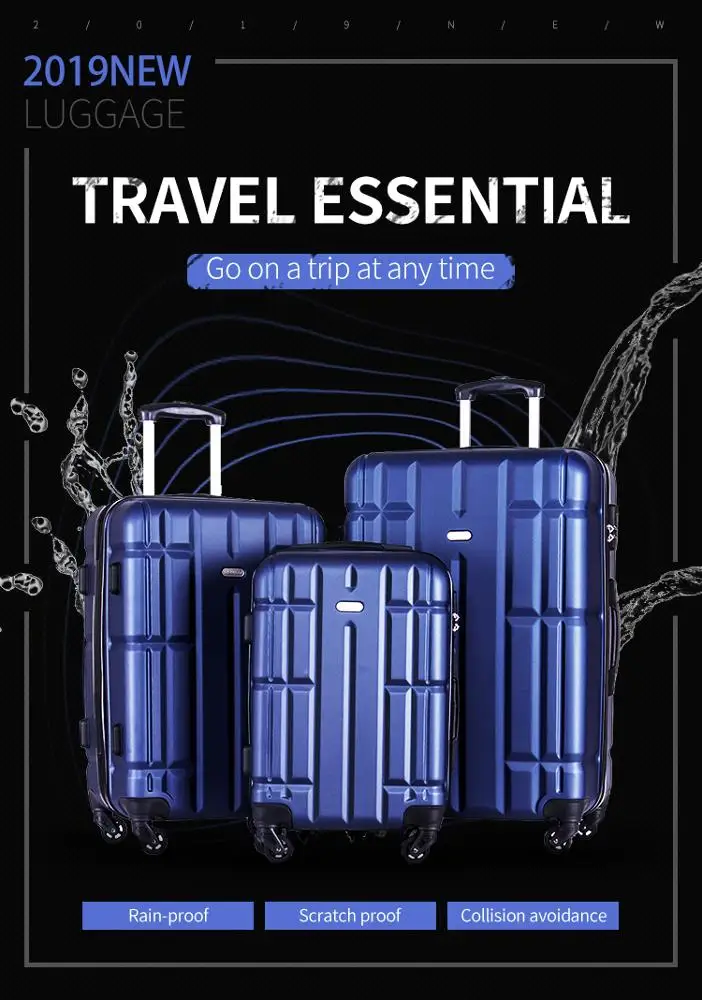 ABS cabin trolley carry-on suitcases travelling bags hard shell luggage bag sets