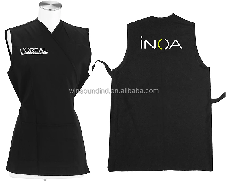 Черный полиэфирный жилет для парикмахерской