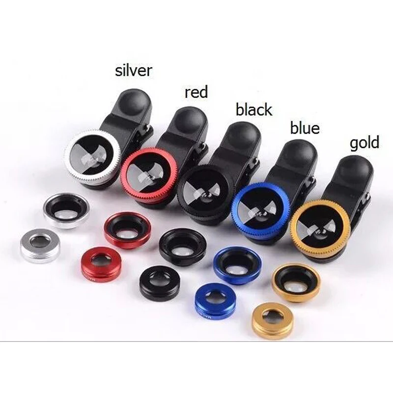 Оптовая продажа мобильных телефонов камеры объектив Объективы fisheye с широким углом обзора micro 3 in1 объектив kit XH-002