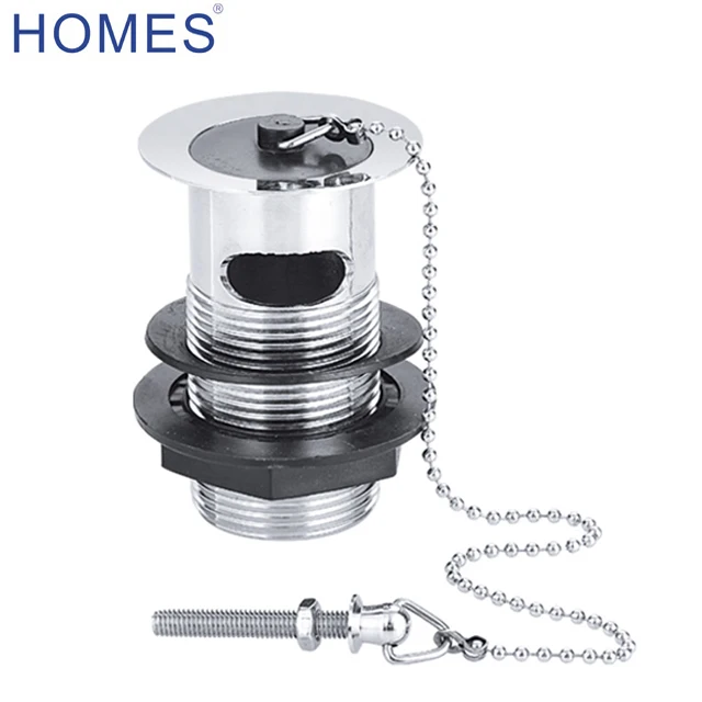 Brass Chrome Basin sink drainer With Poly Plug and Ball Chain