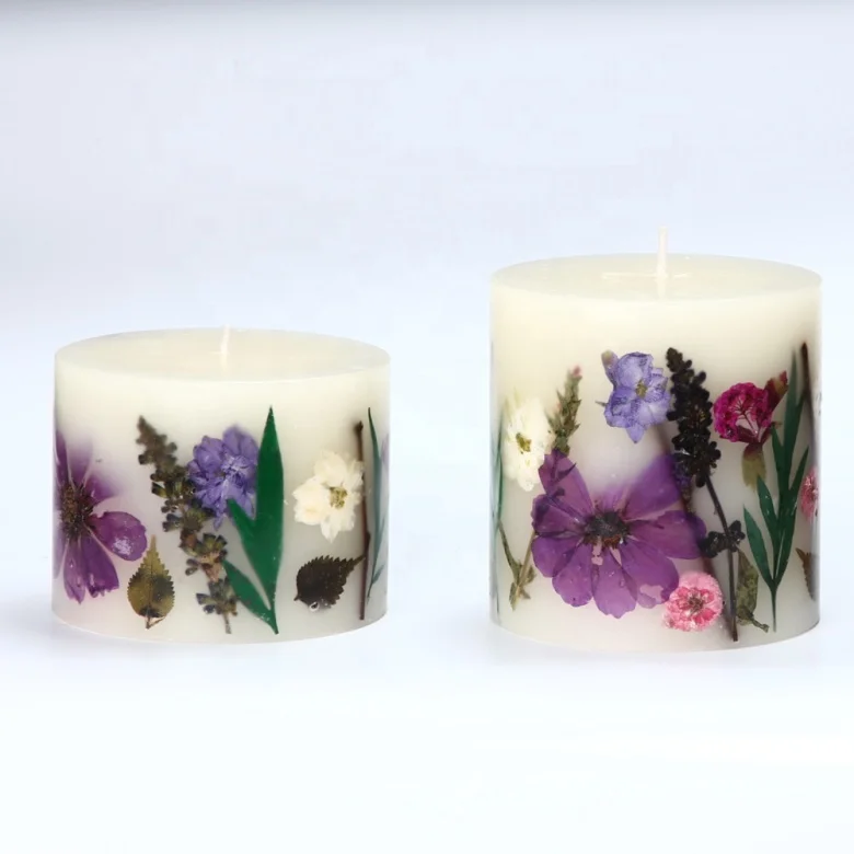
wholesale luxury scented wax candles with flowers and plants 