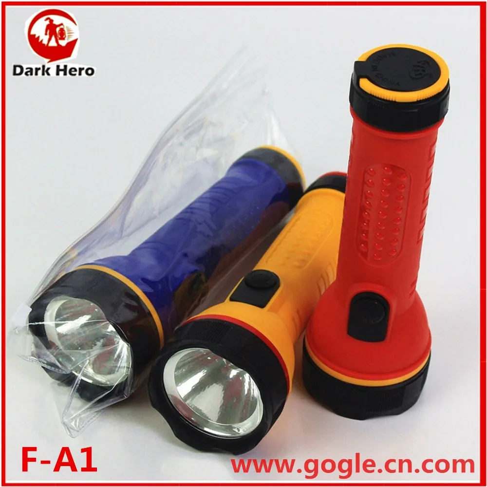 
2D dry battery powered zipper Bag packing dark hero brand led torch light with COC 
