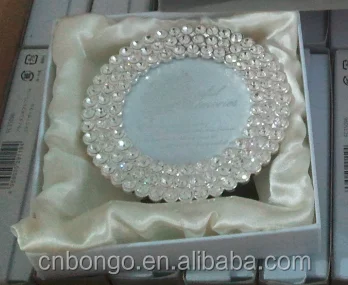 3x3 round pearl jewelled metal  picture frame gifts favor