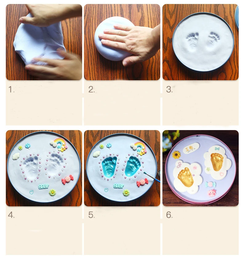 
DIY Baby Hand And Footprint Kit Newborn Keepsake Print with Non Toxic Clay Ornaments 