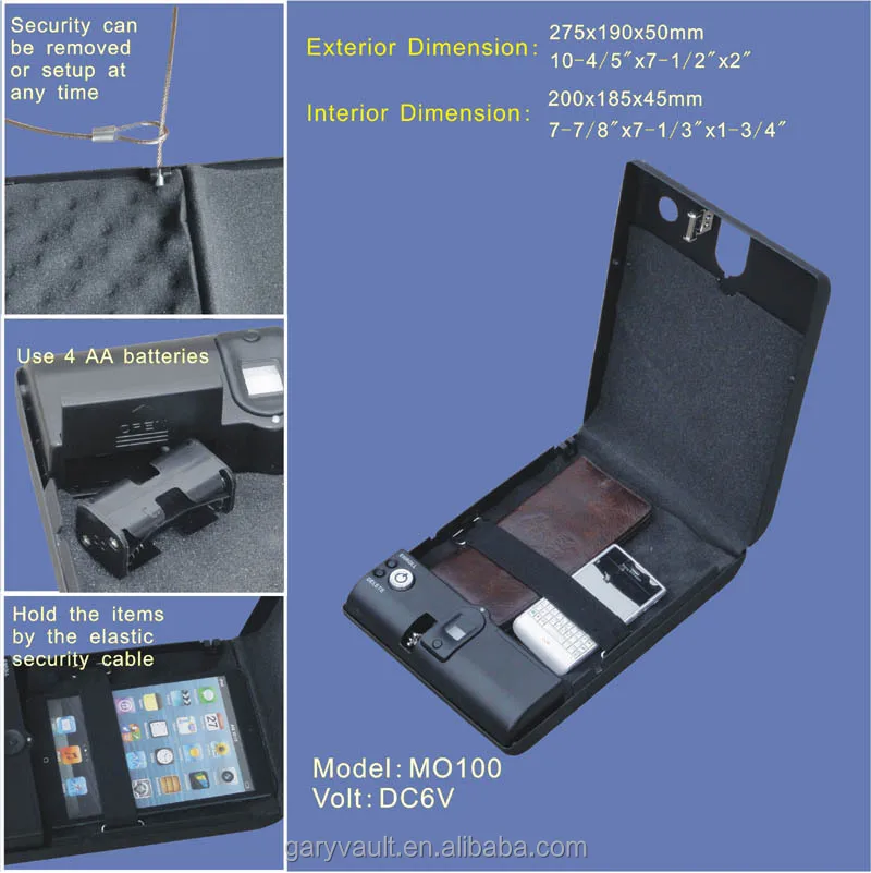 
Gun Safe - MO100 Micro Gary Vault optical fingerprint biometric storage pistol portable safe box. US$42 