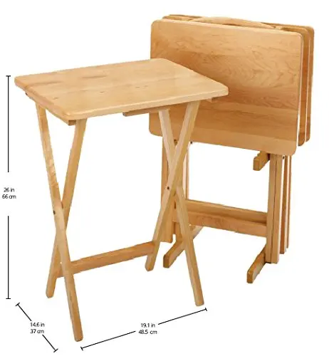 Natural Wood Foldable Rectangle Snack Table