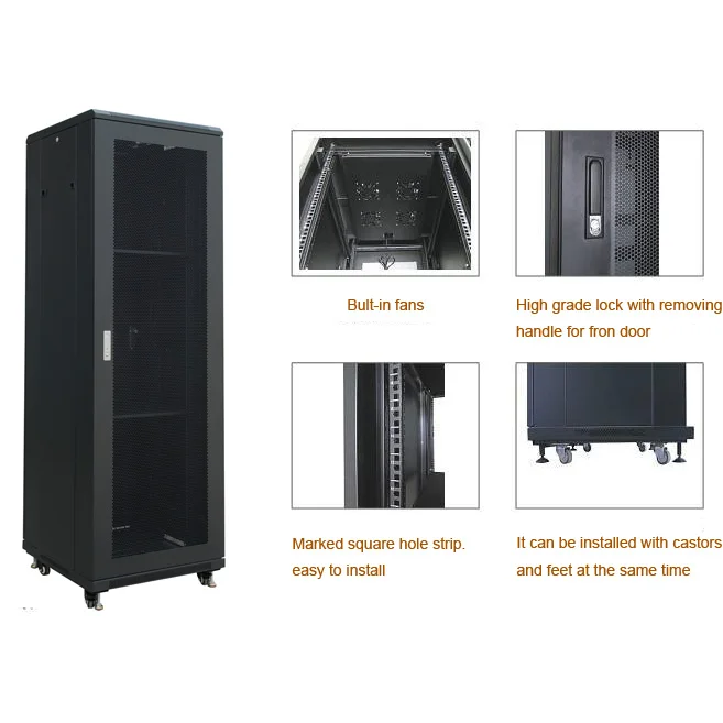 China soundproof 22u 37u 48u ddf vented front and sides door type data cabinets for power engineering