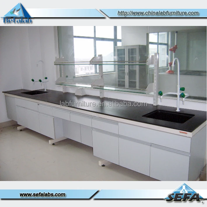 Microbiology Laboratory Equipment Lab Furniture Steel Workbench with Wooden Cabinet