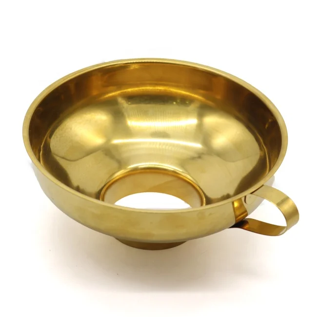 Gold Copper Plated Stainless Steel Regular and Wide Mouth Jars Canning Funnel with Handle