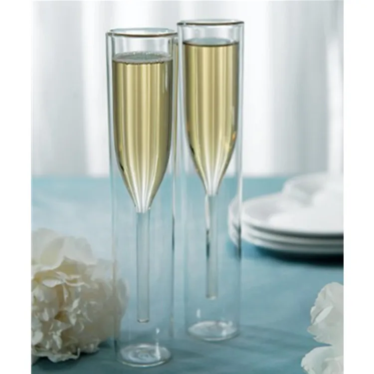 Handmade Drinking  Glass  Double Wall Champagne Flutes Cup Glasses  Gift Set