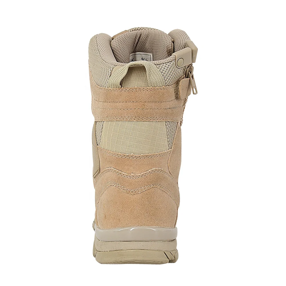 KMS Hot Sale Zipper Khaki Outdoor Tactical  Boots High Quality Desert Tactical Shoes For Men Desert Boots For Training Hiking