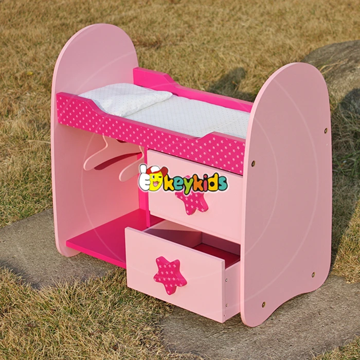 wholesale baby lovely wooden 18 inch doll bunk bed miniature pink wooden 18 inch doll bunk bed with storage W06B025
