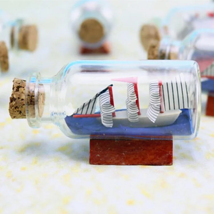 Creative Gifts For Customers Glass Pirate Ship Sailing Boat Wishing Bottle