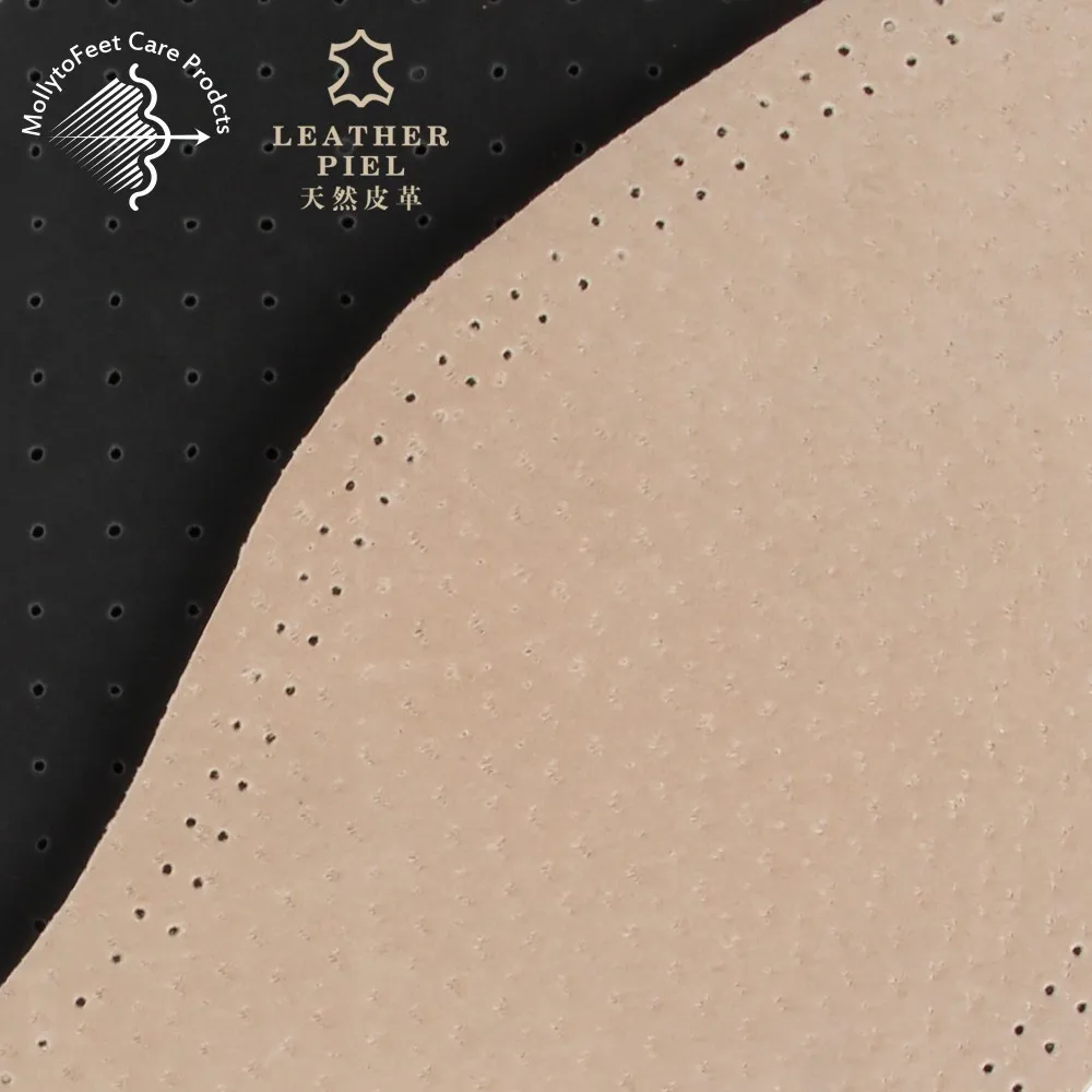 Wholesale pig skin genuine leather latex material comfortable sweat absorb flat shoe insoles for men ski boot insole all season