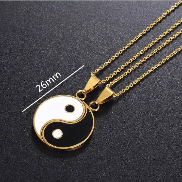 
Couple Gossip Pendant Stainless Steel Couple Necklace Ethnic Style Jewelry Tai Chi Gossip Necklace Stainless steel necklace set 