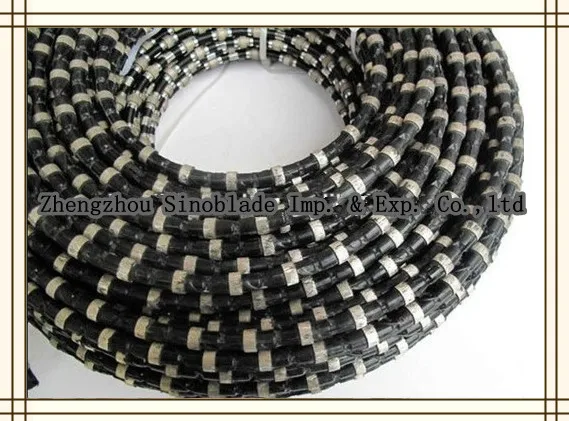 Rubber with Spring Diamond Rope Wire Saw for cutting block stone