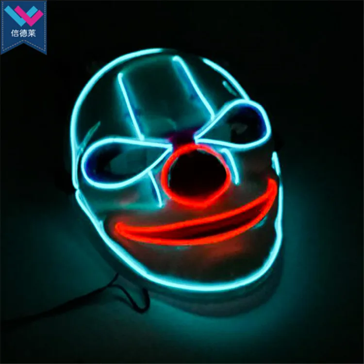 Halloween Mask Clown LED Mask Scary EL Wire Light up Masks Club Party Costume