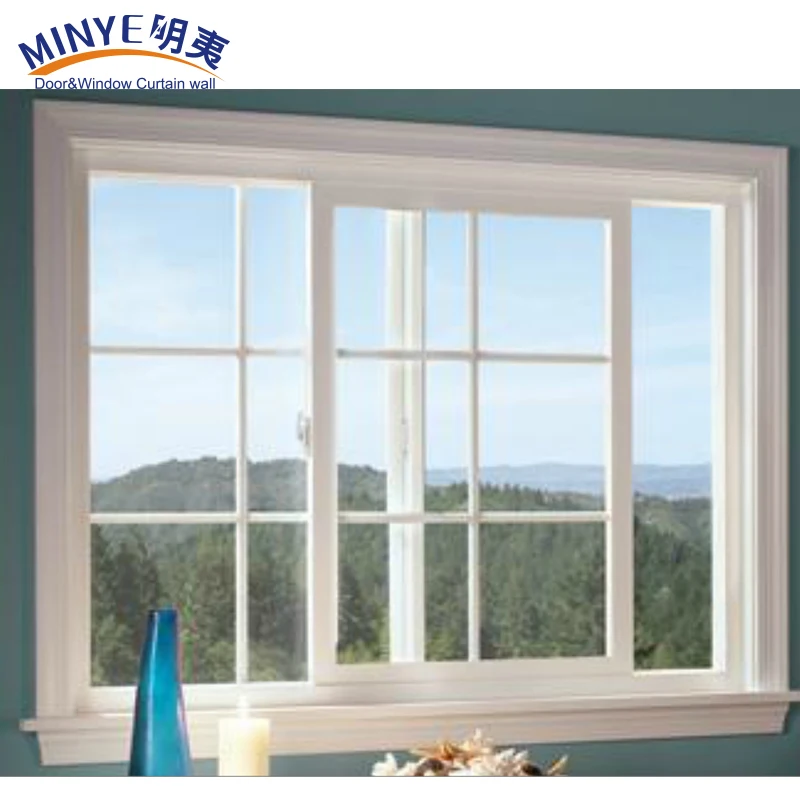decorative design Plastic steel UPVC sliding window pvc plastic windows
