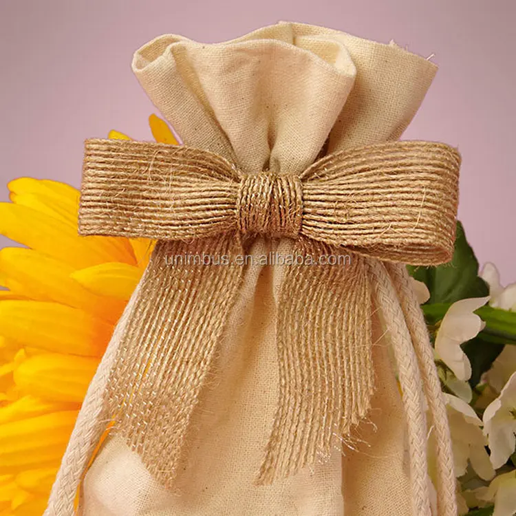 Jute Ribbon Bows Pre-tied Nature Burlap Jute Bow with Wire Twist Tie Christmas Customized Size Accept Customized Logo Natural
