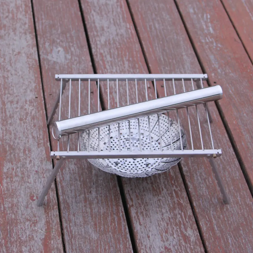 2022  new design Portable mini Stainless Steel outdoor charcoal bbq grill for camping outdoor  with round tube