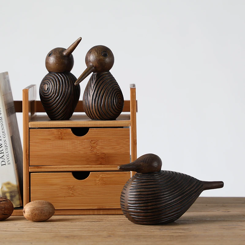 Desktop Ornament  Abstract Woodpecker Shape Small Resin Bird Figurine Home Decoration