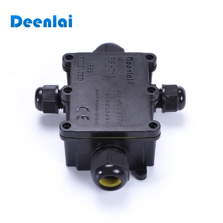four way ip67 plastic outdoor in-ground waterproof electrical junction box with cable glands