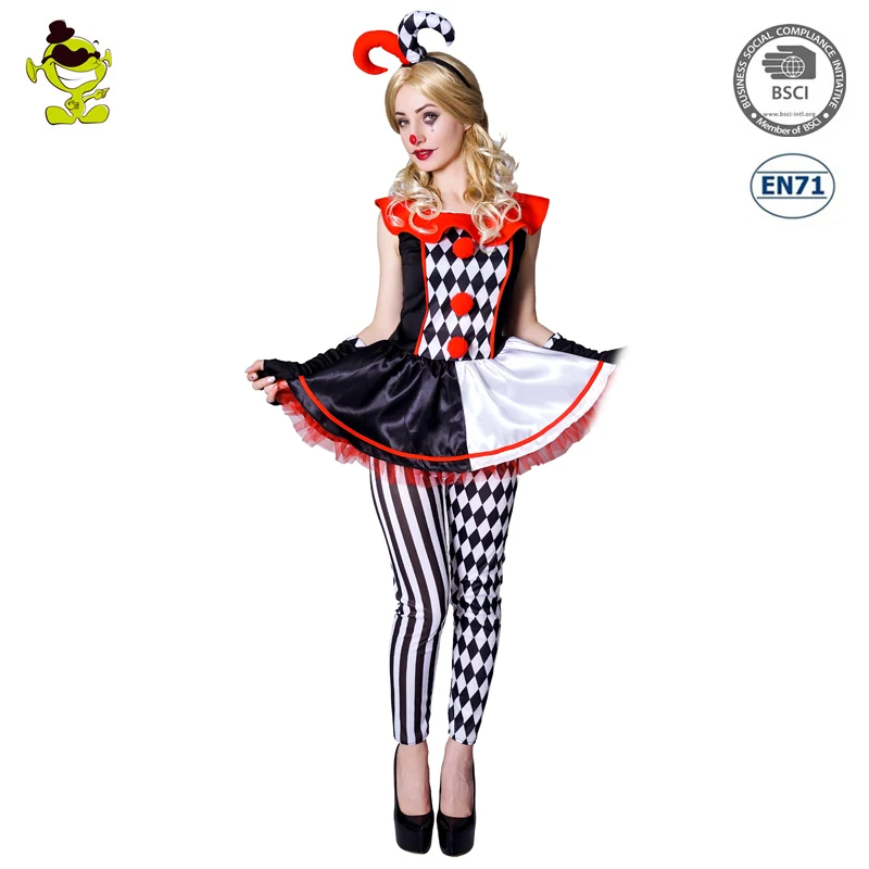 Halloween Cosplay Clown Costume  Party Fancy Dress Funny Clown Dress For Adult Women