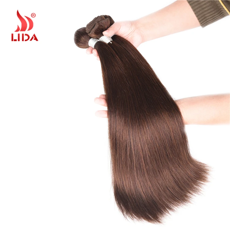 
Lida Malaysian human Hair bundles silk straight weaves Raw Original Weft Natural 4# Extensions 