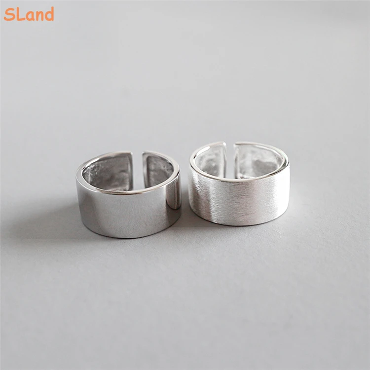 SLand Jewelry Manufacturer Low MOQ wholesale Rhodium and Gold plating hammered Texture 925 sterling silver resizeable rings
