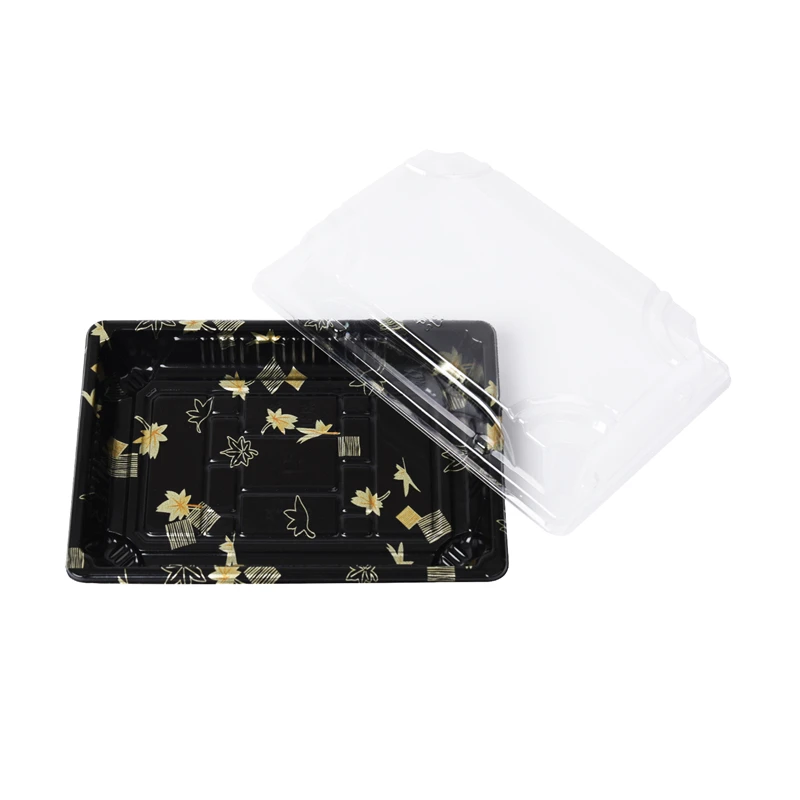 clear lid disposable plastic sushi box container trays