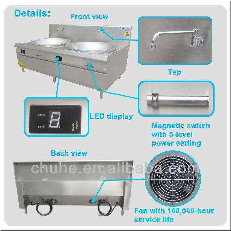 
Chinese induction cooker stove wok--50% cost saving 15kw professional 2 Wok Burner Range School Hotel 