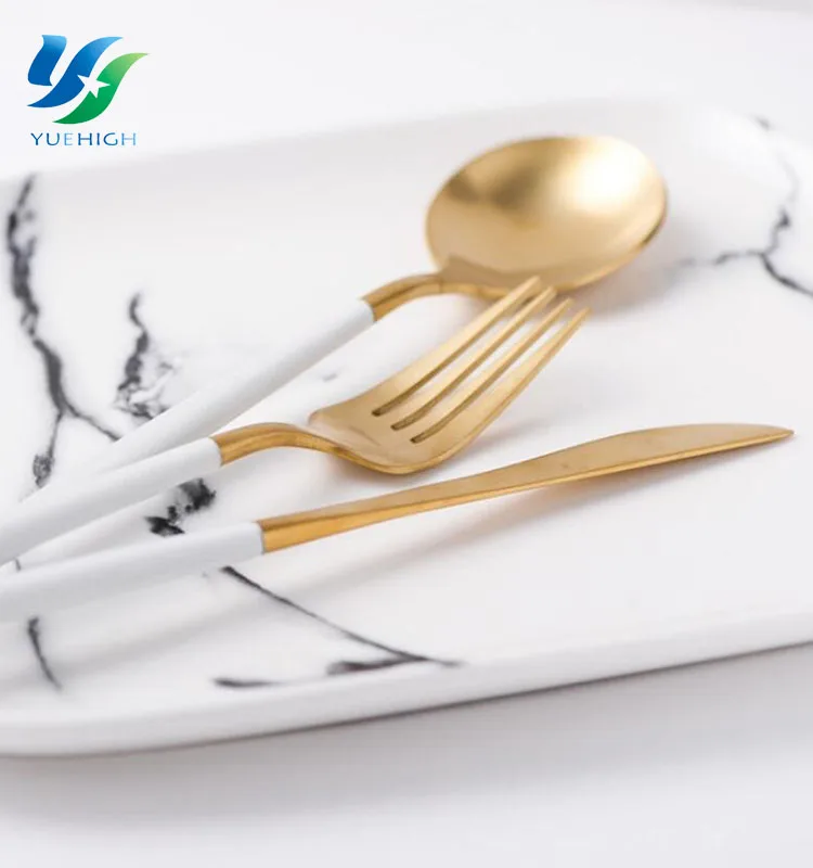 
Dining Table Stainless Steel Flatware Cutlery Set Gold Flatware 