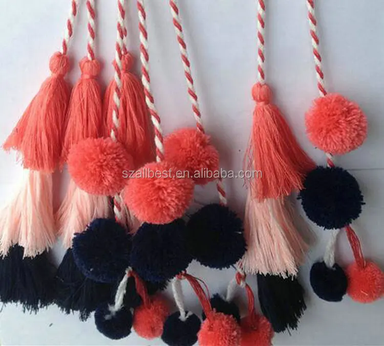 Alibaba high quality fashion eco-friendly Gold tassel and fringe tassel bag