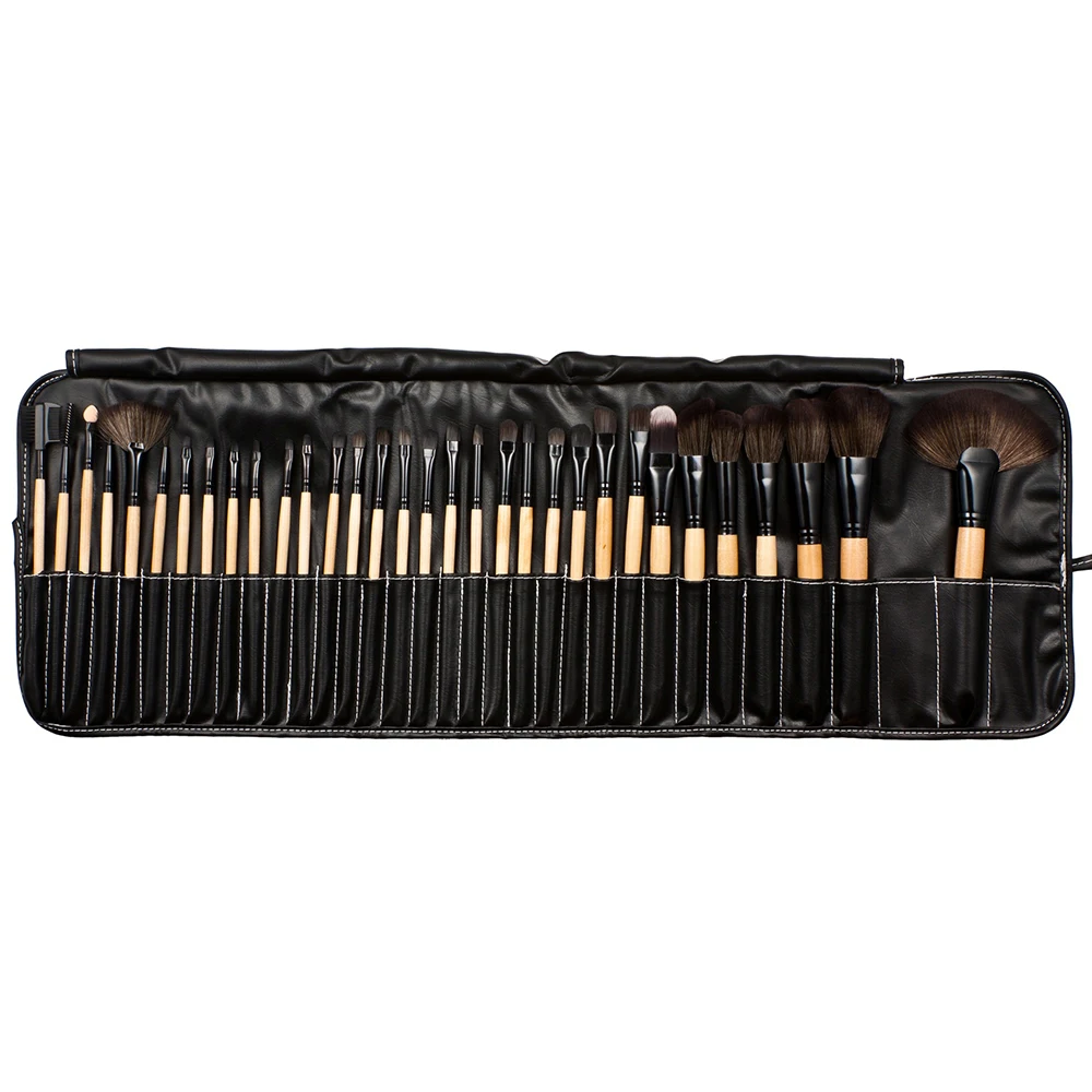 Wooden Charcoal Brushes Make Up 32 Pcs Pieces Makeup Brush Set