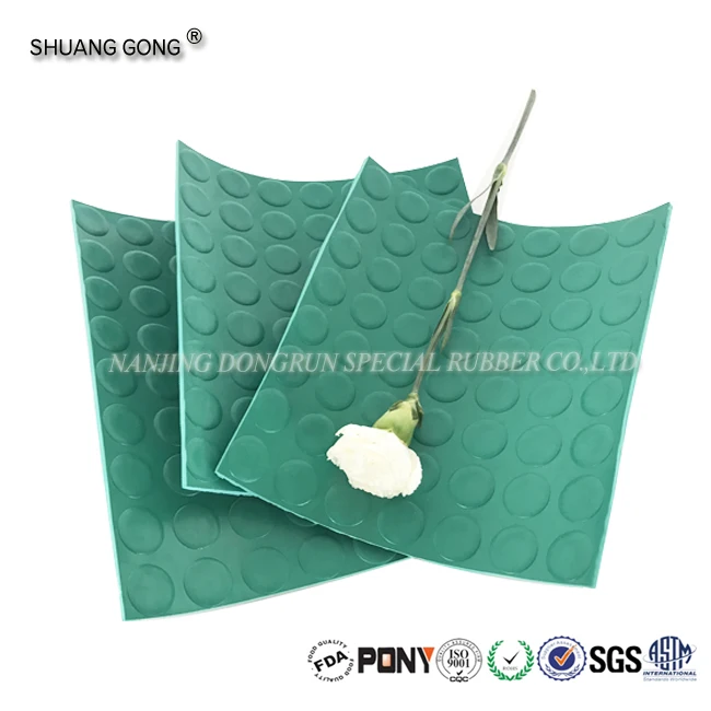 Зеленый цвет, Круглый точечный Нескользящий Резиновый напольный коврик, лист/пол