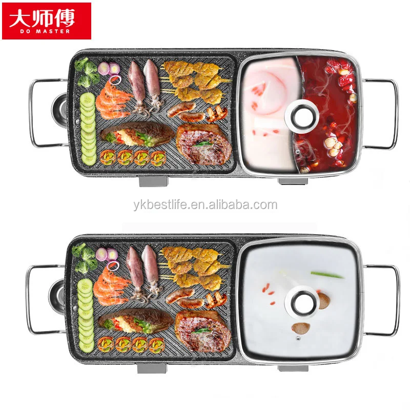 
electric rectangular griddle with hot pot 