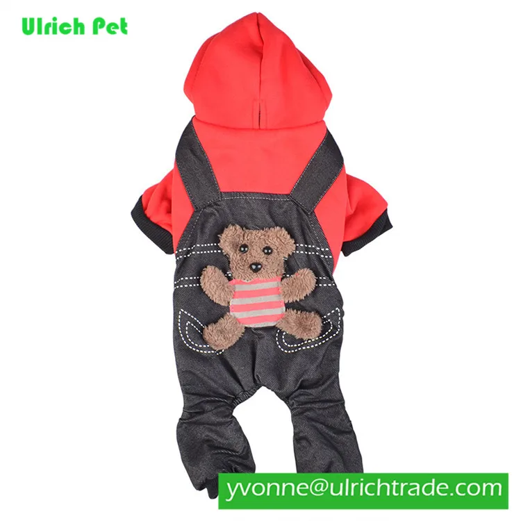 JY446 classical clothing little bear pet dog striped jeans overalls