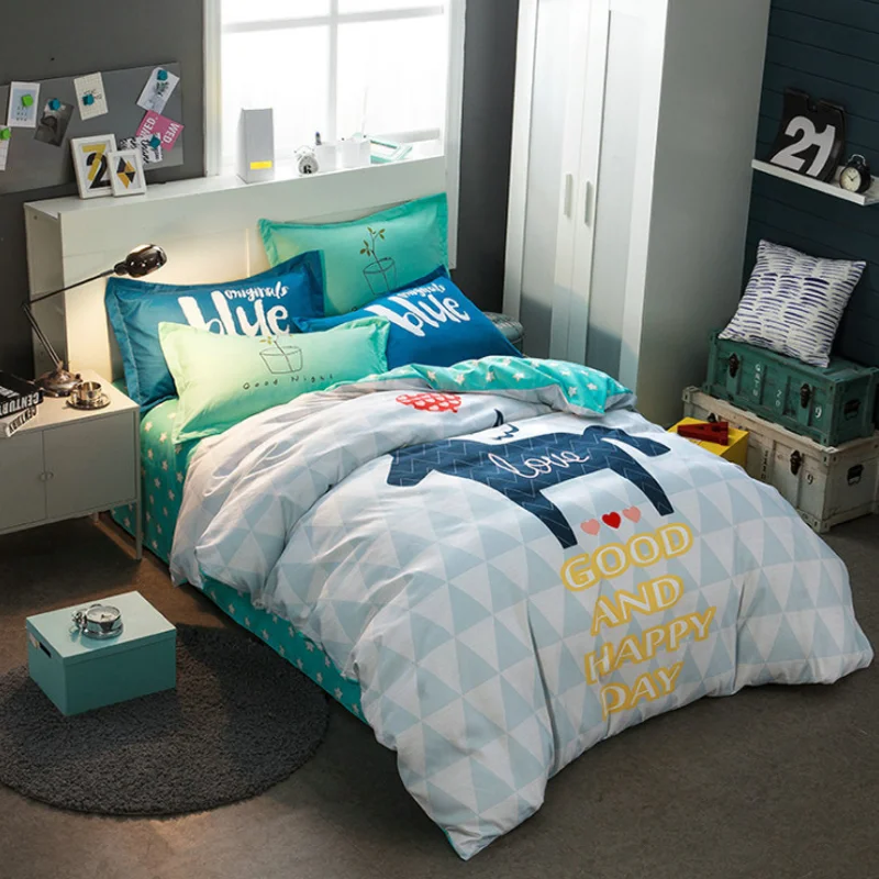 
Nordic style kids cotton 4piece sheets quilt cover cute duck animal cartoon crib bedding set baby bedding set 