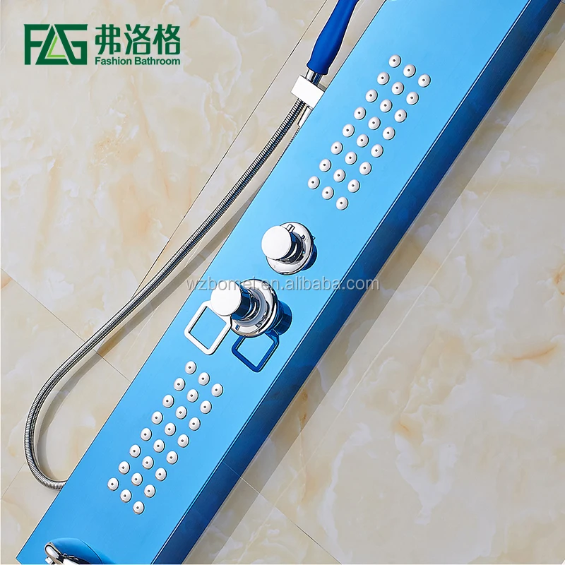 Nature Thermostatic Faucets Blue Bathroom Hot Water Heater Stainless Steel Modern Shower Panel